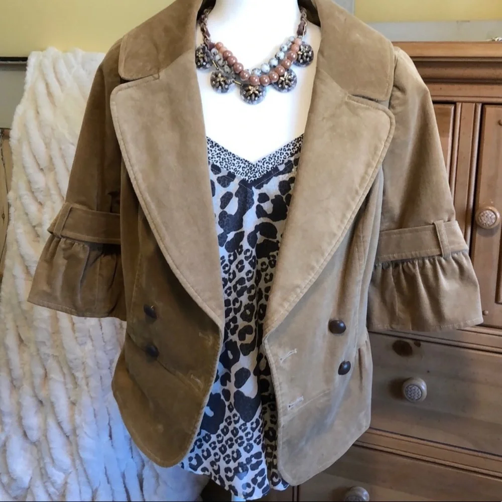 Zara Tan Blazer with Ruffle Sleeves - Picture 3 of 7